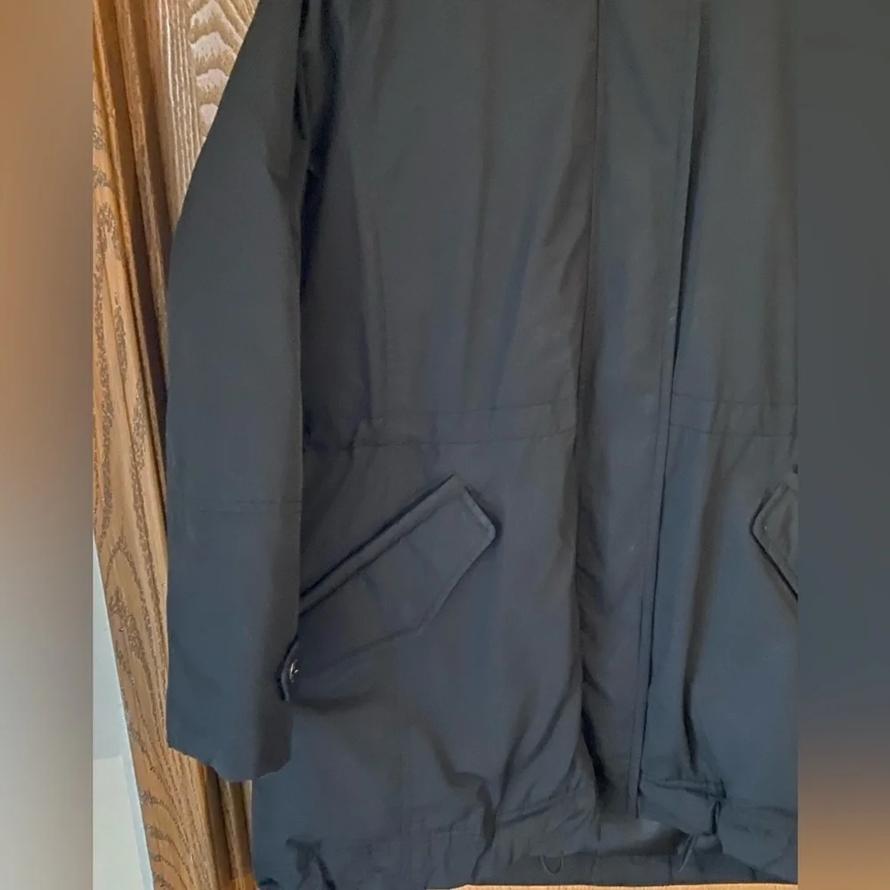 Banana Republic XXL Black Hooded Parka with Faux Fur Trim Coat